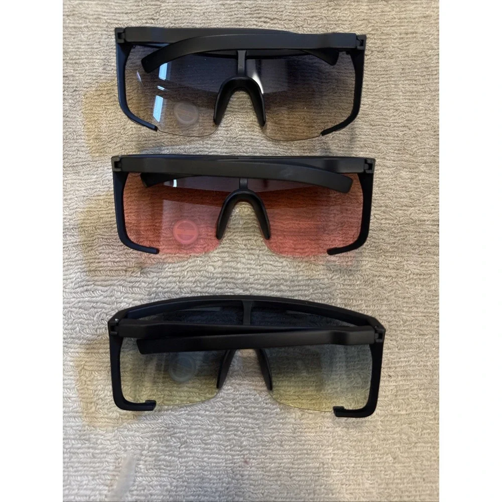 Lot of 3 - Assorted NEW w/TAGS Unisex Wrap Sunglasses Green, Red & Gray- Limited